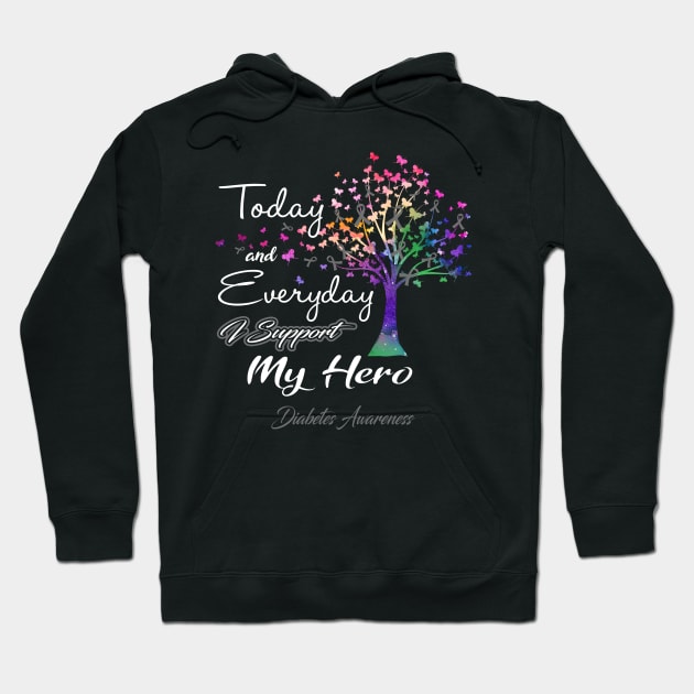 Today and Everyday I Support My Hero Diabetes Awareness Support Diabetes Warrior Gifts Hoodie by ThePassion99